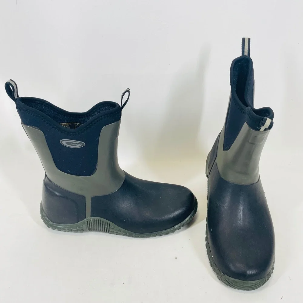 Grubs Mens Rain Boots Black Olive Green Waterproof Neoprene Rubber Size 7